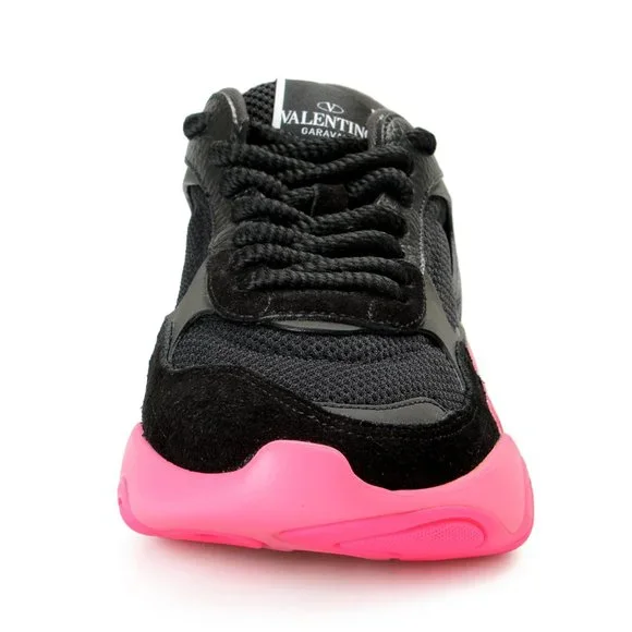 Valentino Garavani Men's Black BUBBLEBACK MESH AND SUEDE Athletic Sneakers Shoes